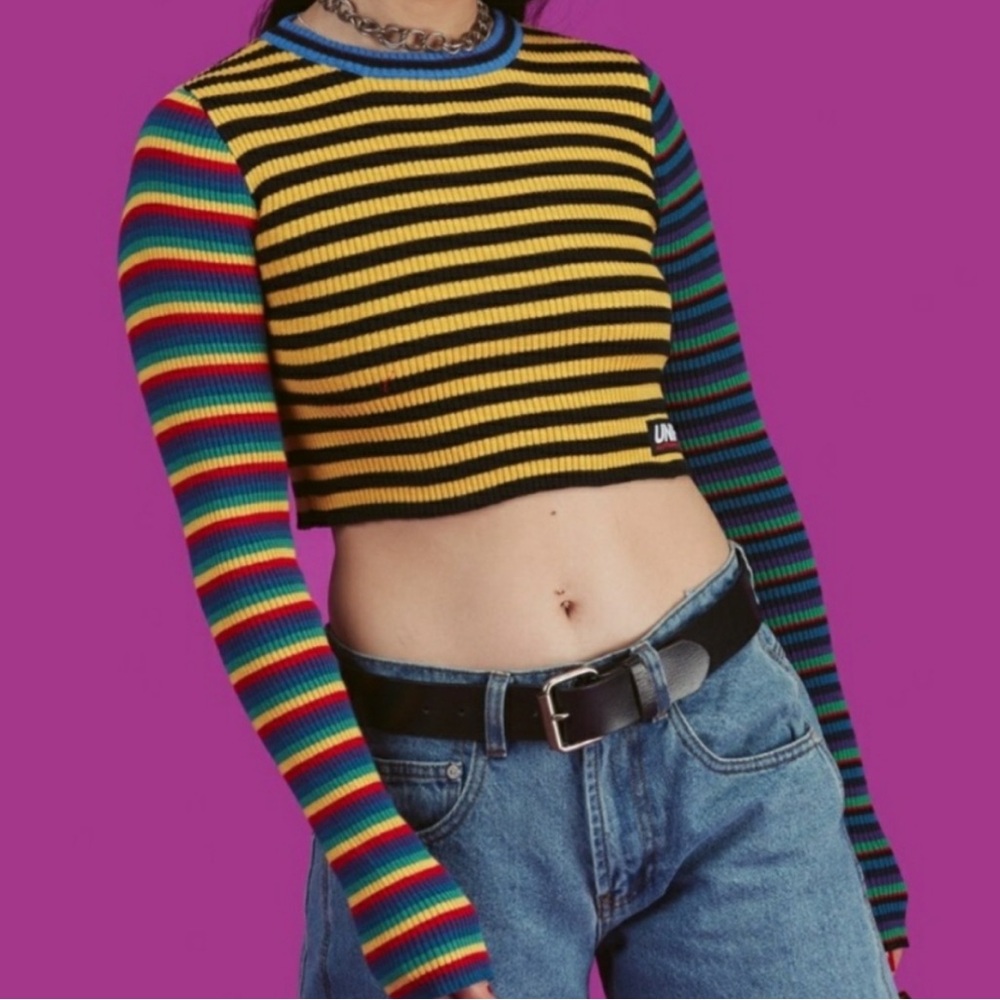 UNIF long sleeve striped ribbed crop top